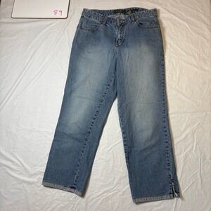 Eddie Bauer Womens Stretch Denim Jeans‎ Straight Leg Blue Size 6 Cropped